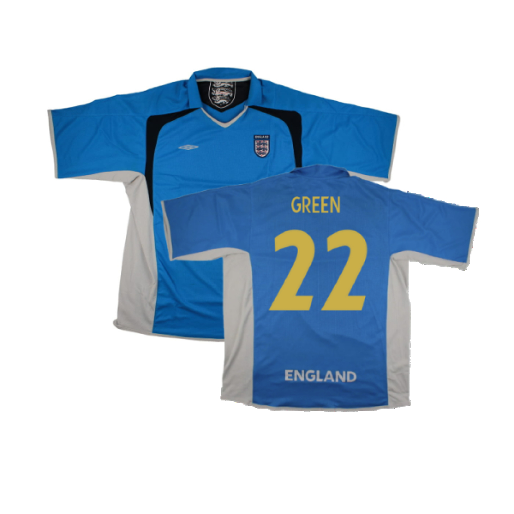 '05-'07 England Home Gk Shirt ) (Good) ( 22) Polyester Made By: Umbro Men's Green Xxl