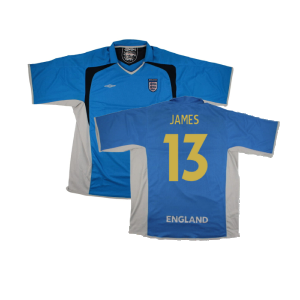 '05-'07 England Home Gk Shirt ) (Good) (James 13) Polyester Made By: Umbro Men's Blue Xxl