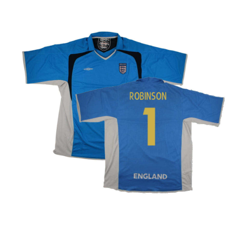 '05-'07 England Home Gk Shirt ) (Good) (Robinson 1) Polyester Made By: Umbro Men's Blue Xxl