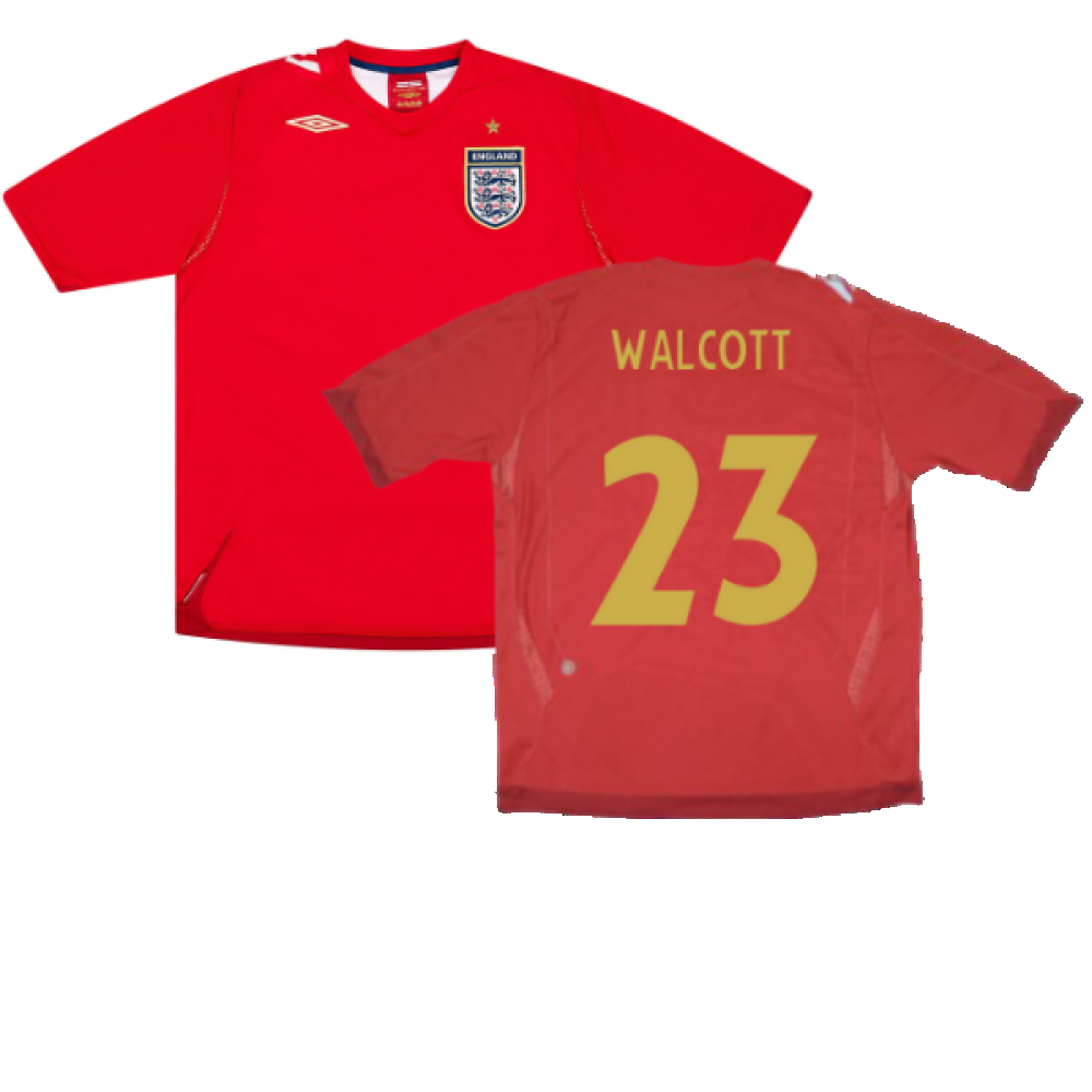'06-'08 England Away Shirt (Very Good) (Walcott 23) Polyester Made By: Umbro Men's Red Xxl