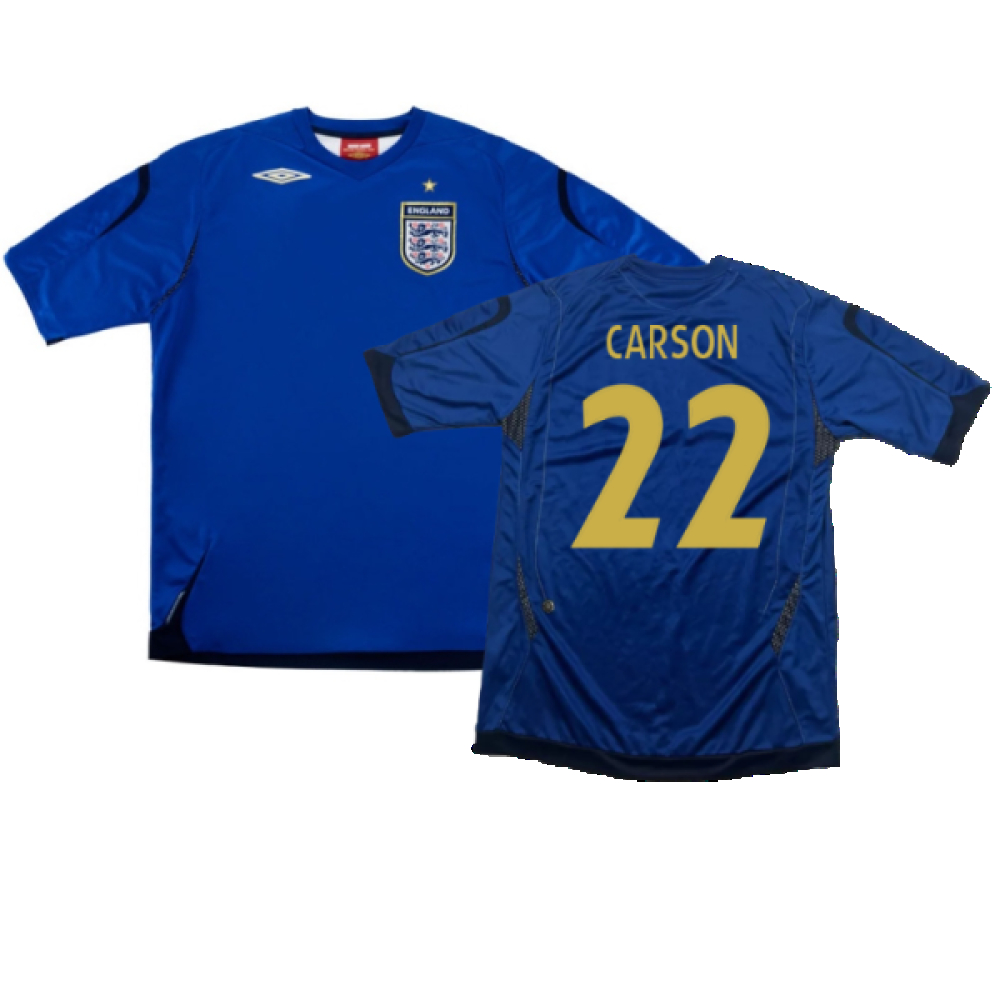 '06-'08 England Goalkeeper Shirt ) (Excellent) (Carson 22) Polyester Made By: Umbro Men's Blue Extra Large
