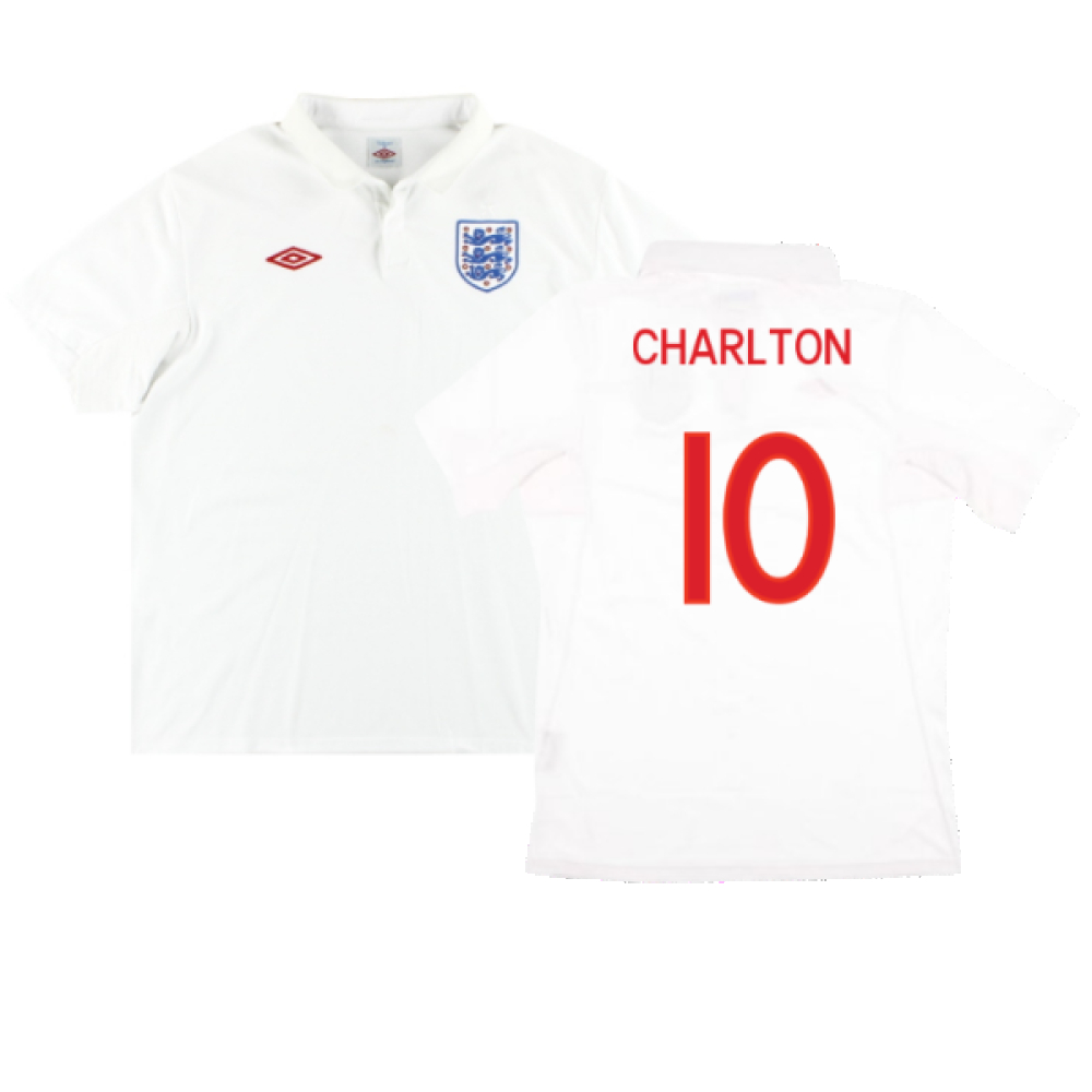 '09-'10 England Home Shirt ) Lampard #8 (Excellent) (Charlton 10) Polyester Made By: Umbro Men's White Extra Large
