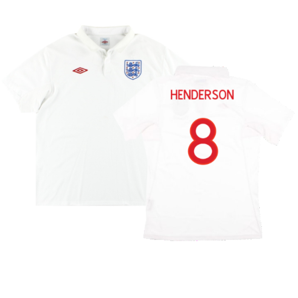 '09-'10 England Home Shirt ) Lampard #8 (Excellent) (Henderson 8) Polyester Made By: Umbro Men's White Extra Large
