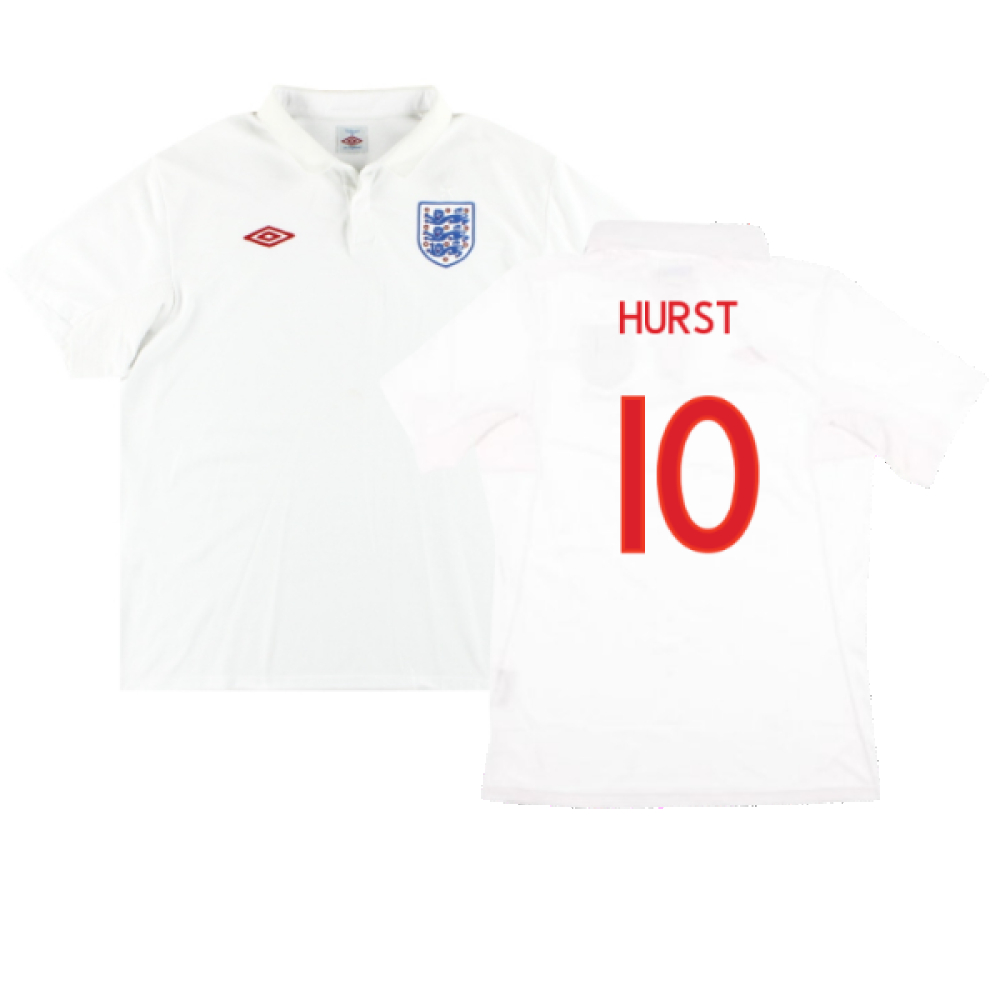 '09-'10 England Home Shirt ) Lampard #8 (Excellent) (Hurst 10) Polyester Made By: Umbro Men's White Extra Large