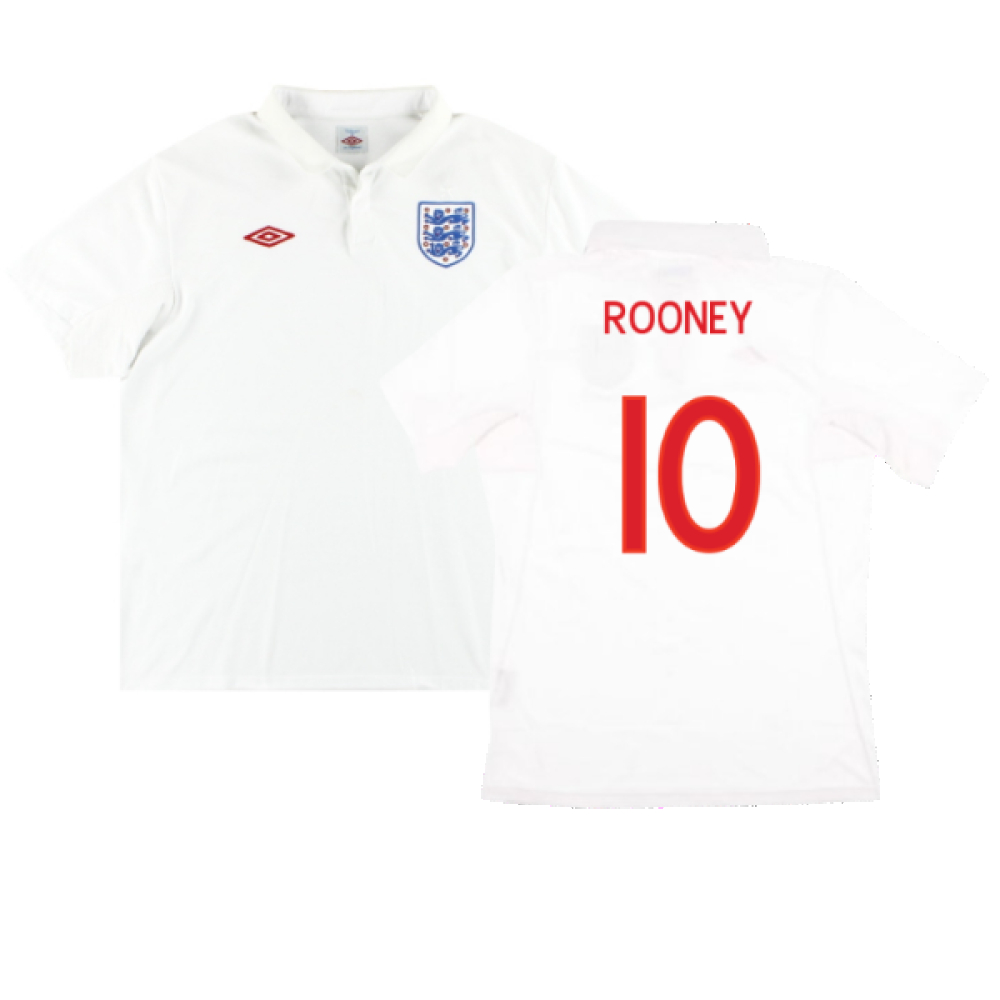 '09-'10 England Home Shirt ) Lampard #8 (Excellent) (Rooney 10) Polyester Made By: Umbro Men's White Extra Large