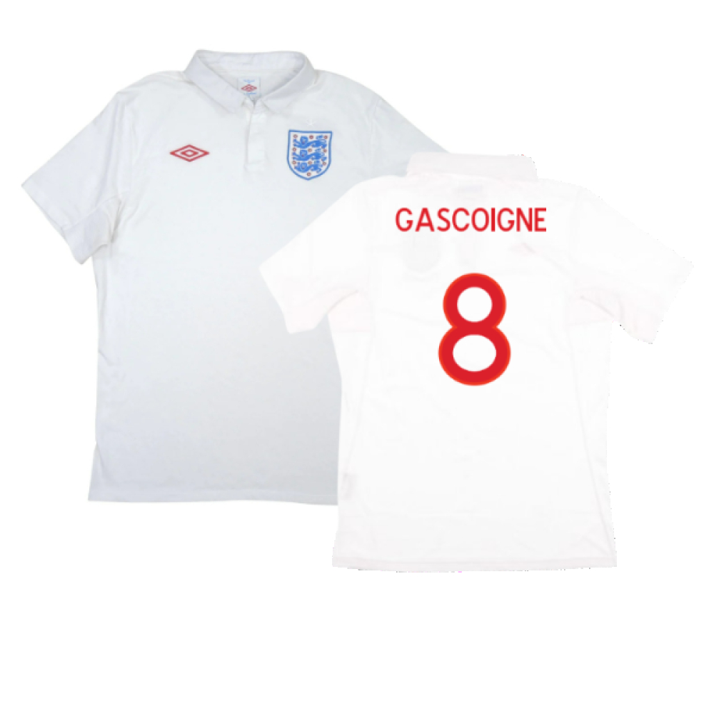 '10-'12 England Home Shirt ) (Very Good) (Gascoigne 8) Polyester Made By: Umbro Men's White 3XL