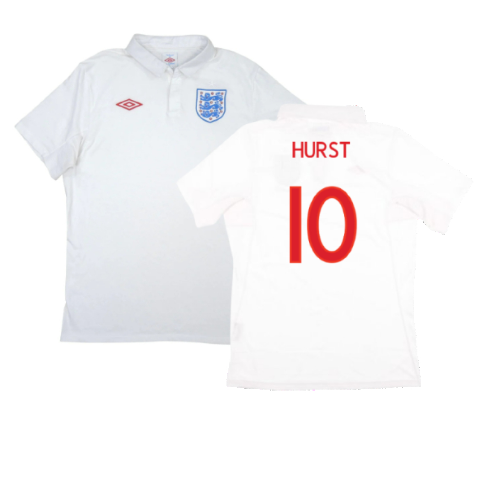 '10-'12 England Home Shirt ) (Very Good) (Hurst 10) Polyester Made By: Umbro Men's White 3XL