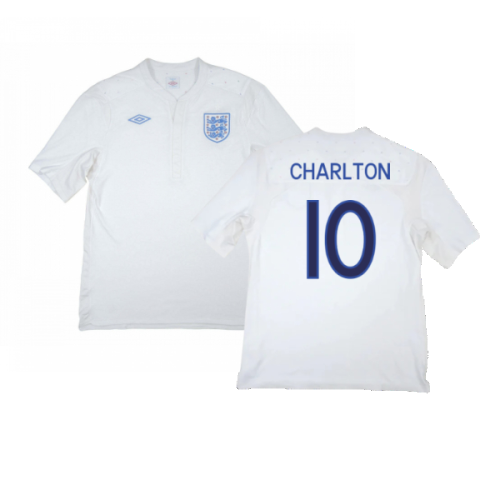 '09-'10 England Home Shirt ) (Fair) (Charlton 10) Polyester Made By: Umbro Men's White 3XL