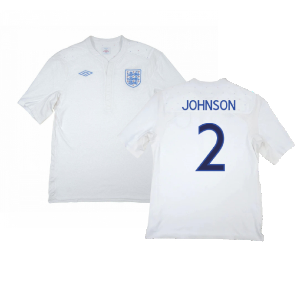 '09-'10 England Home Shirt ) (Fair) (Johnson 2) Polyester Made By: Umbro Men's White Xxl