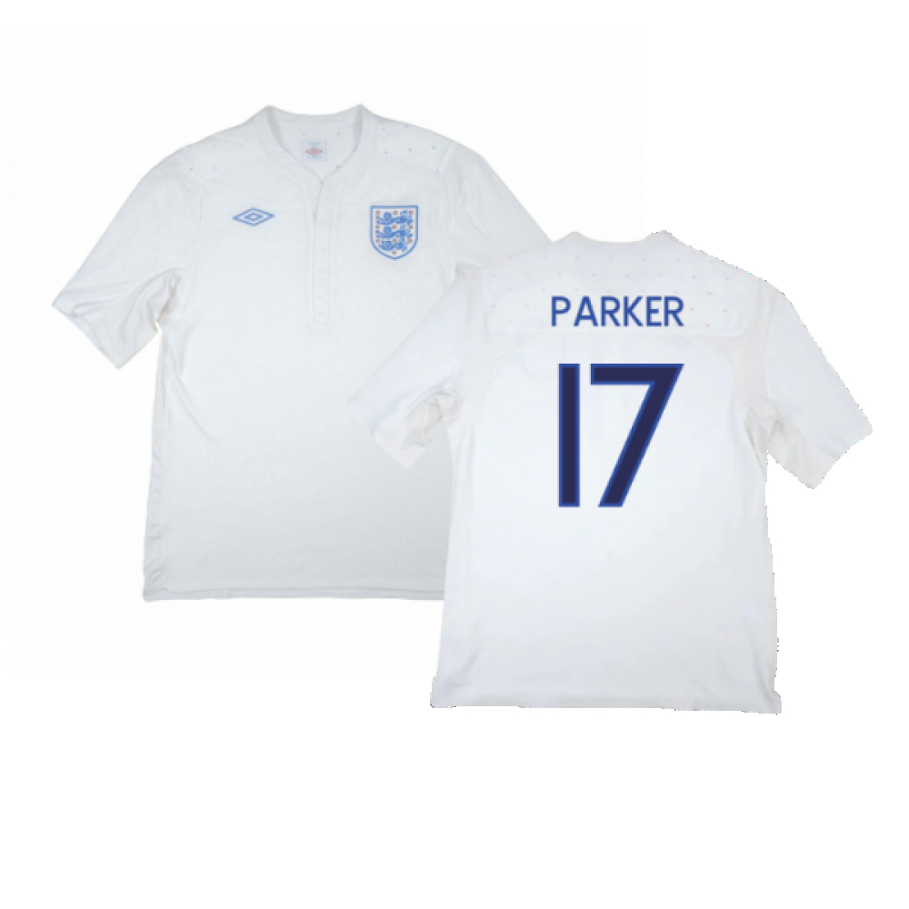 '09-'10 England Home Shirt (Good) (Parker 17) Polyester Made By: Umbro Men's White Extra Large