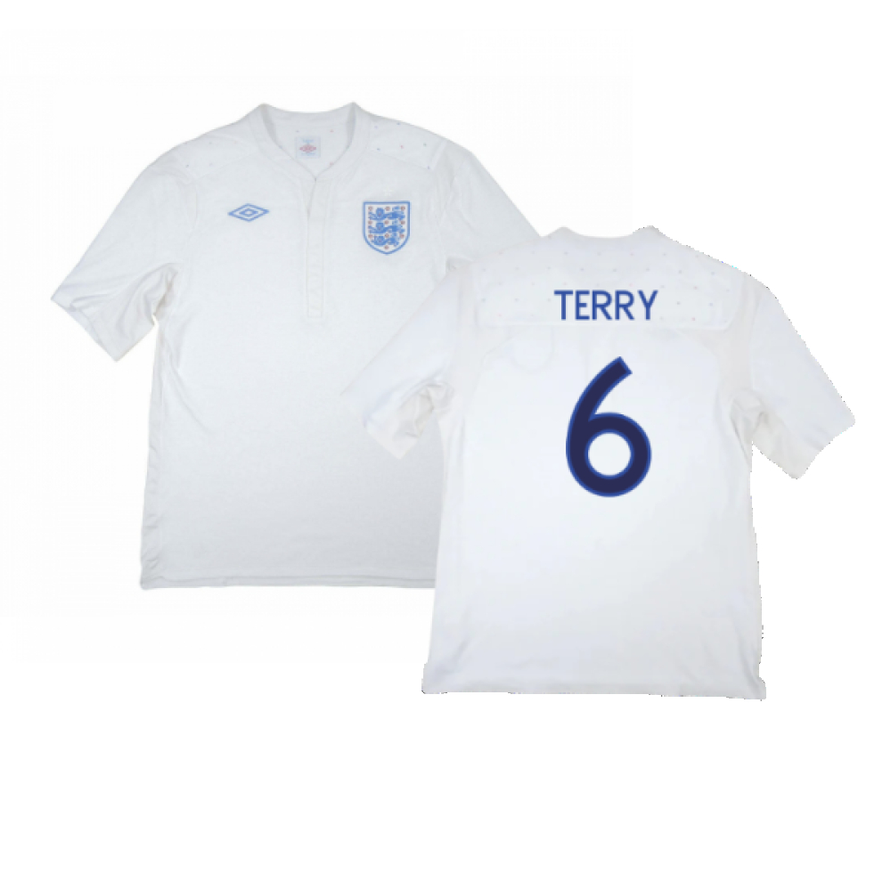 '09-'10 England Home Shirt ) (Fair) (Terry 6) Polyester Made By: Umbro Men's White 3XL