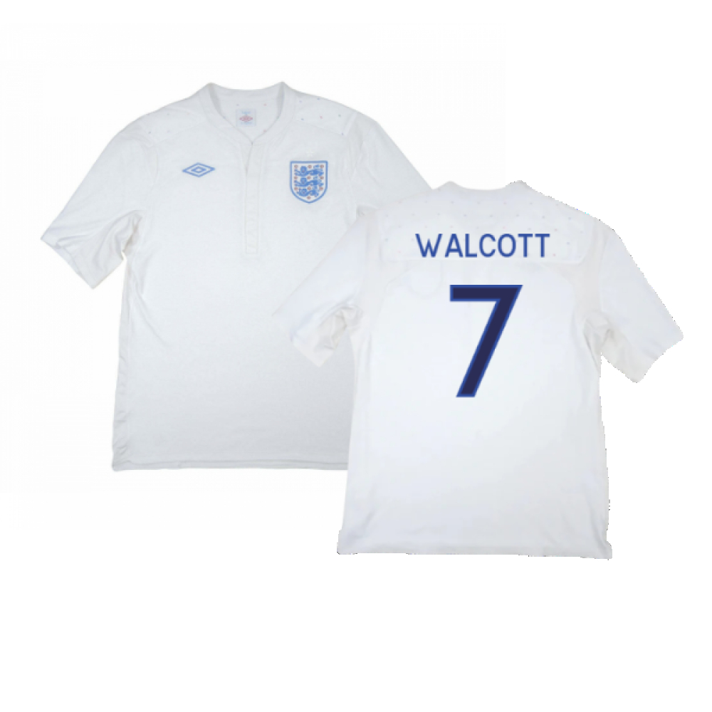 '09-'10 England Home Shirt ) (Fair) (Walcott 7) Polyester Made By: Umbro Men's White Xxl