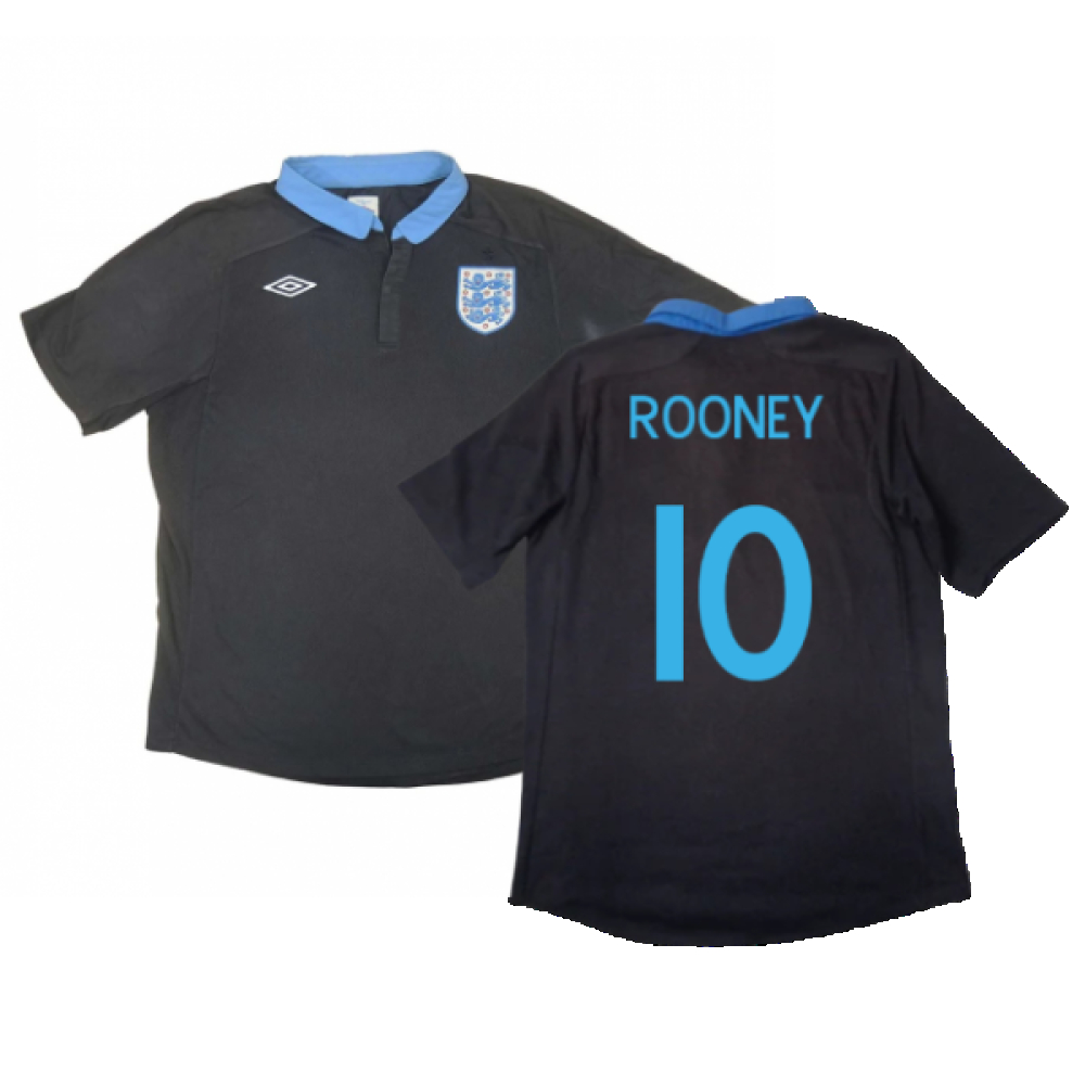 '12-'13 England Away Shirt (M) (Very Good) (Rooney 10) Polyester Made By: Umbro Men's Navy Medium