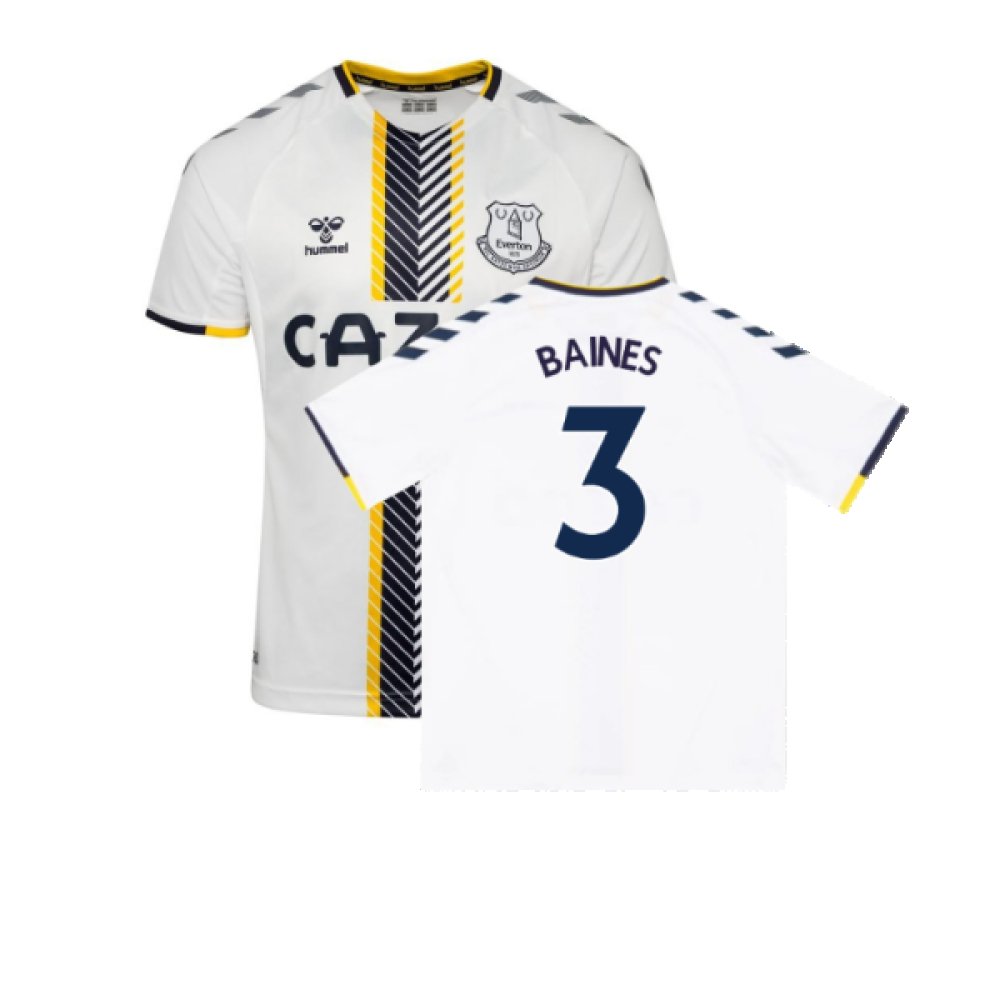 '21-'22 Everton Third Shirt ) (Very Good) (Baines 3) Polyester Made By: Hummel Men's White 5XL