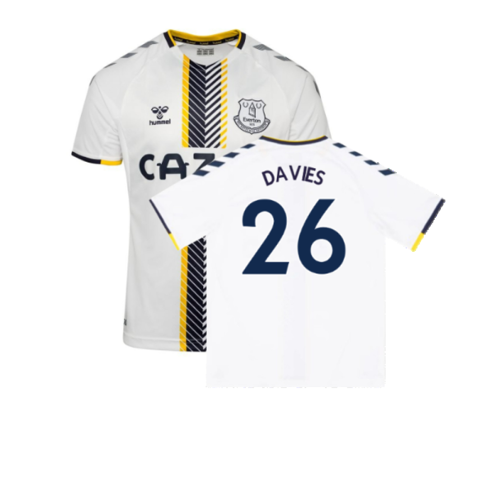 '21-'22 Everton Third Shirt ) (Very Good) (Davies 26) Polyester Made By: Hummel Men's White 5XL