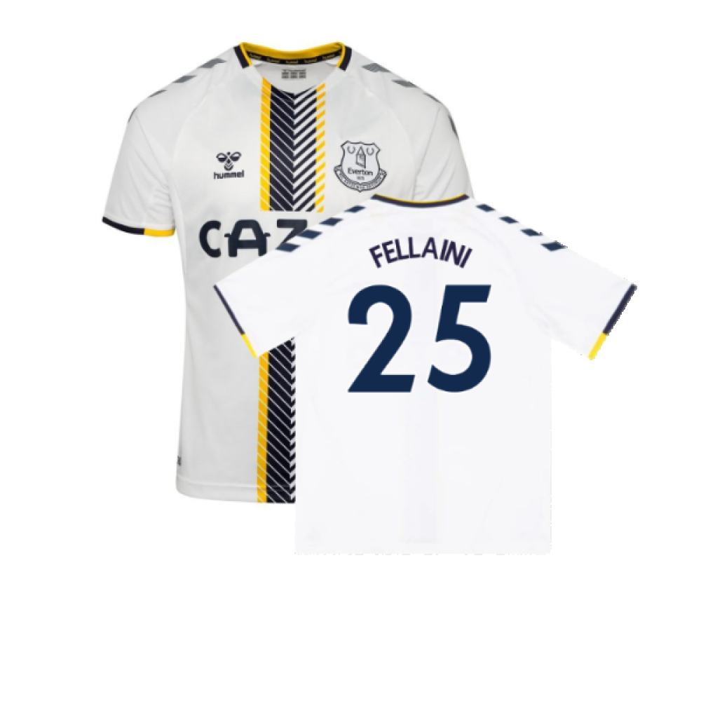 '21-'22 Everton Third Shirt ) (Very Good) (Fellaini 25) Polyester Made By: Hummel Men's White 5XL