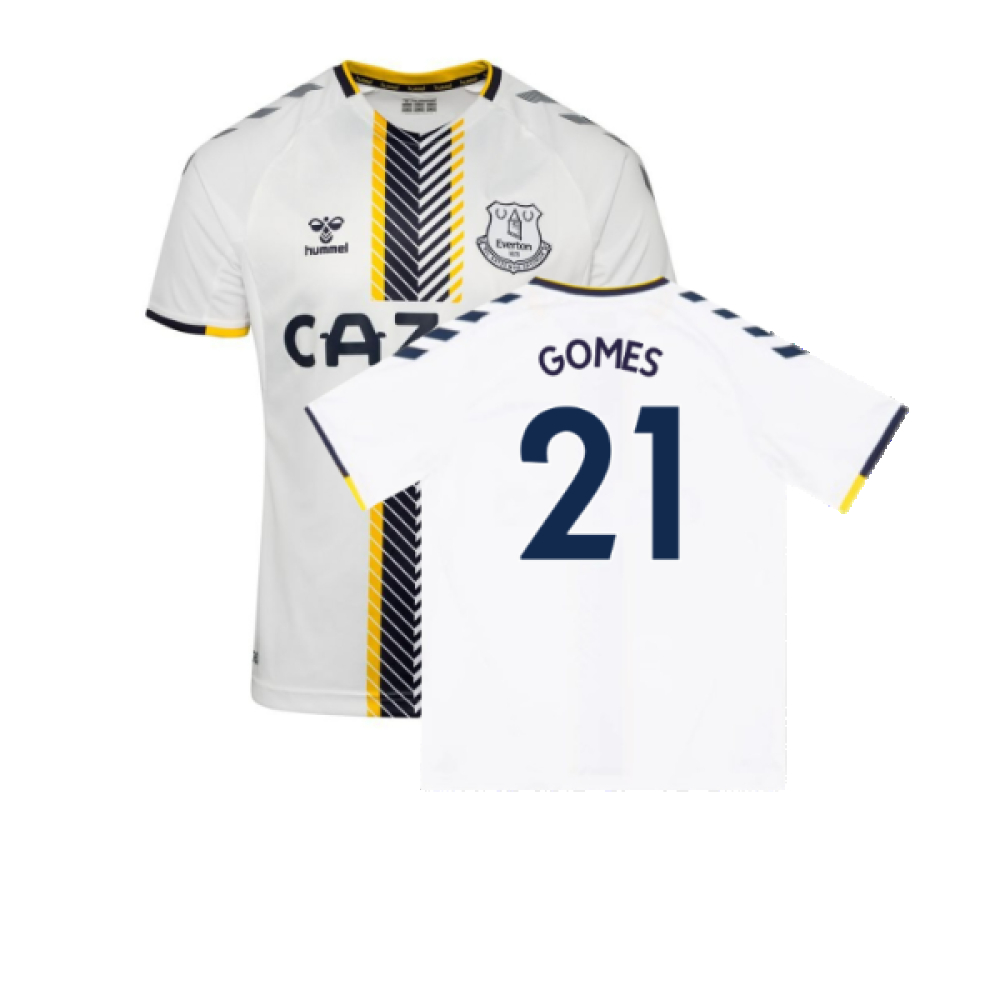 '21-'22 Everton Third Shirt ) (Very Good) (Gomes 21) Polyester Made By: Hummel Men's White 5XL