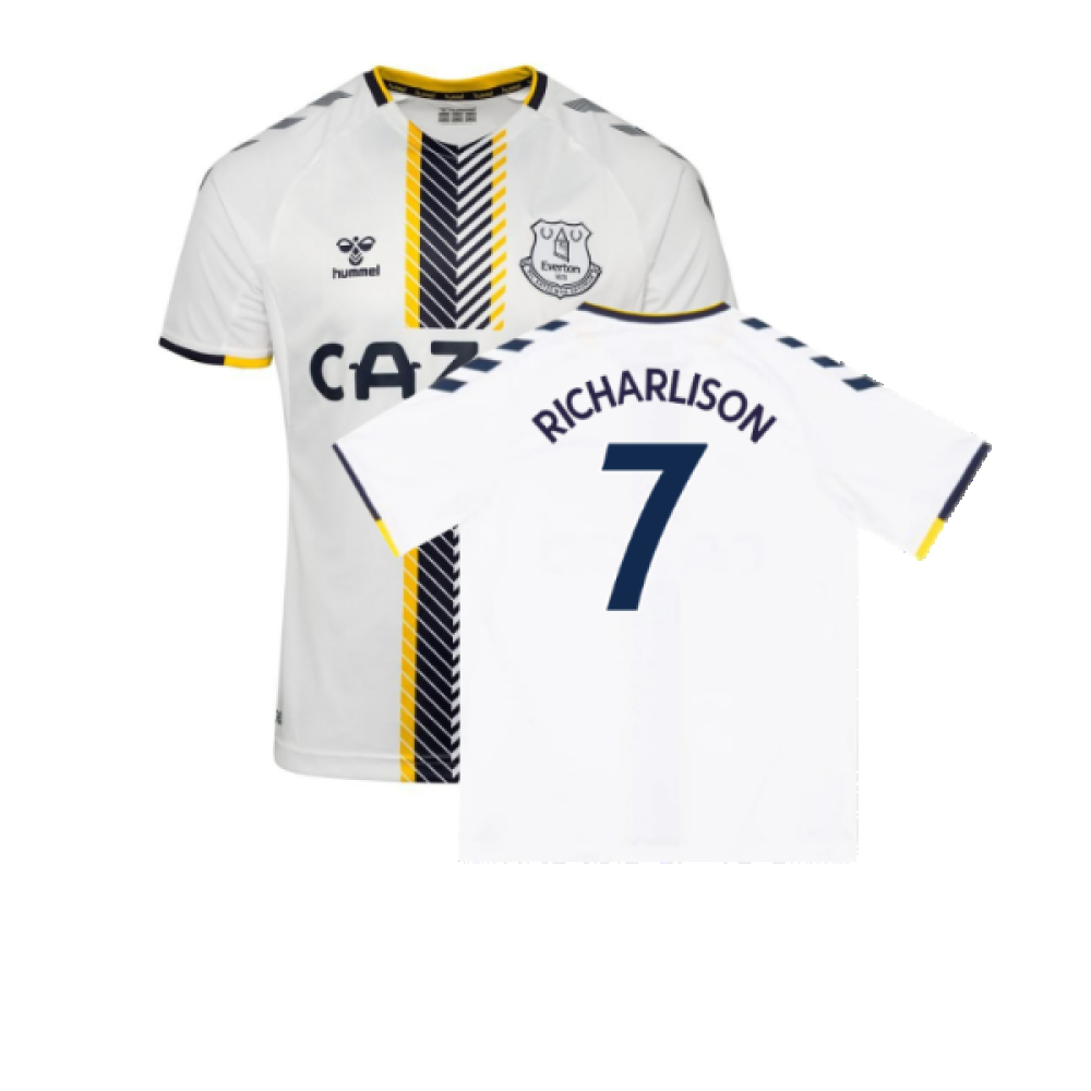 '21-'22 Everton Third Shirt ) (Very Good) (Richarlison 7) Polyester Made By: Hummel Men's White 5XL