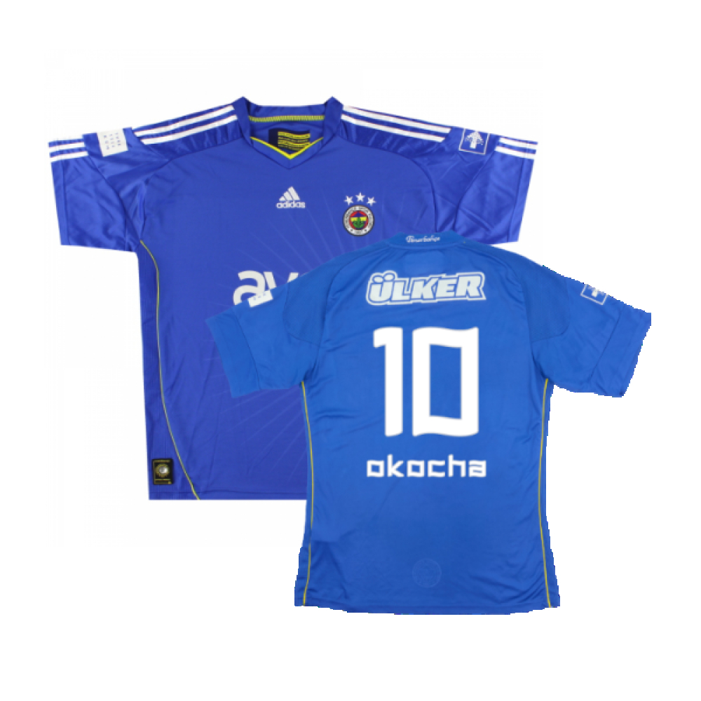 '10-'11 Fenerbahce Third Shirt (Excellent) (Okocha 10) Polyester Made By: Adidas Men's Blue Medium