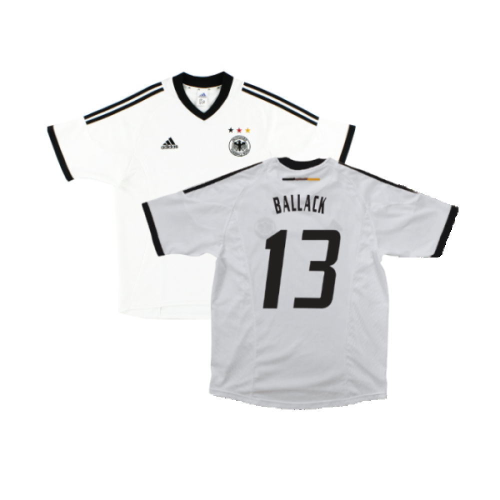 '02-'04 Germany Home Shirt ) (Fair) (Ballack 13) Polyester Michael Ballack Made By: Adidas Men's White Extra Large