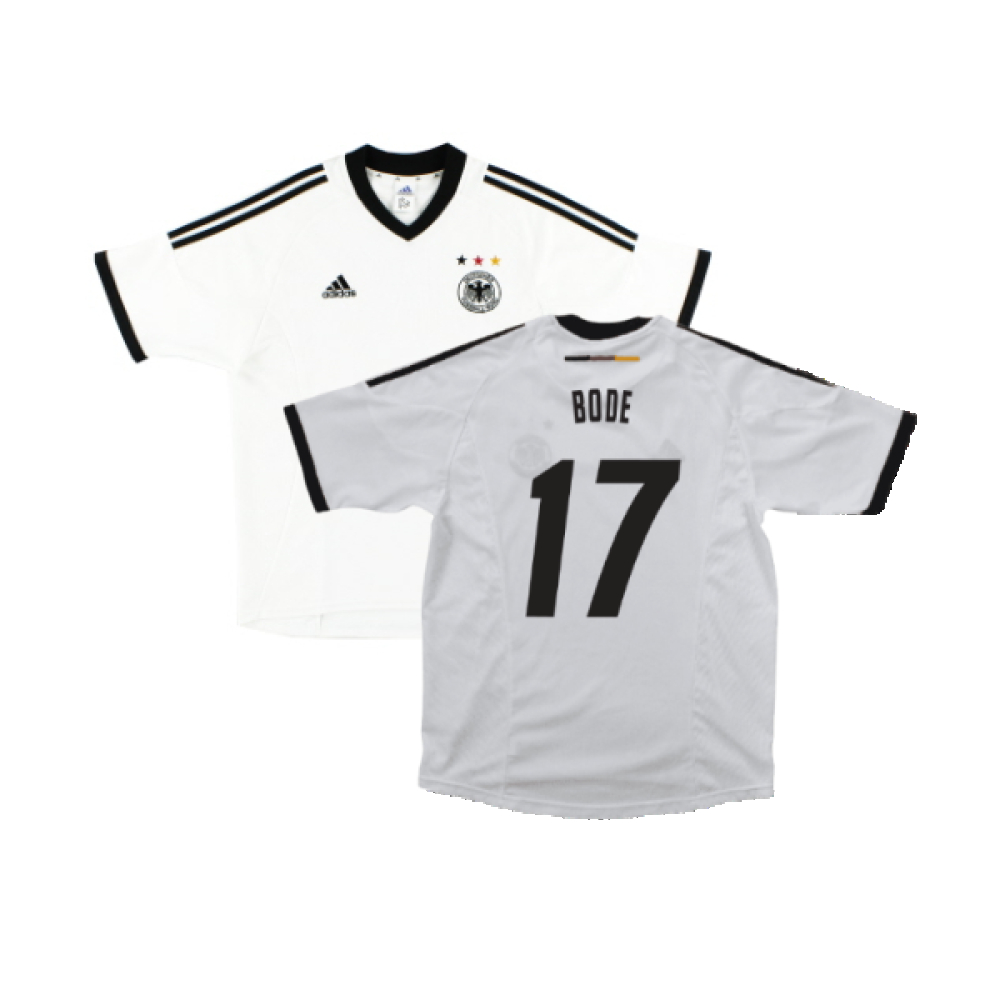 '02-'04 Germany Home Shirt (Xlb) (Excellent) (Bode 17) Polyester Made By: Adidas Men's White Size 13-14