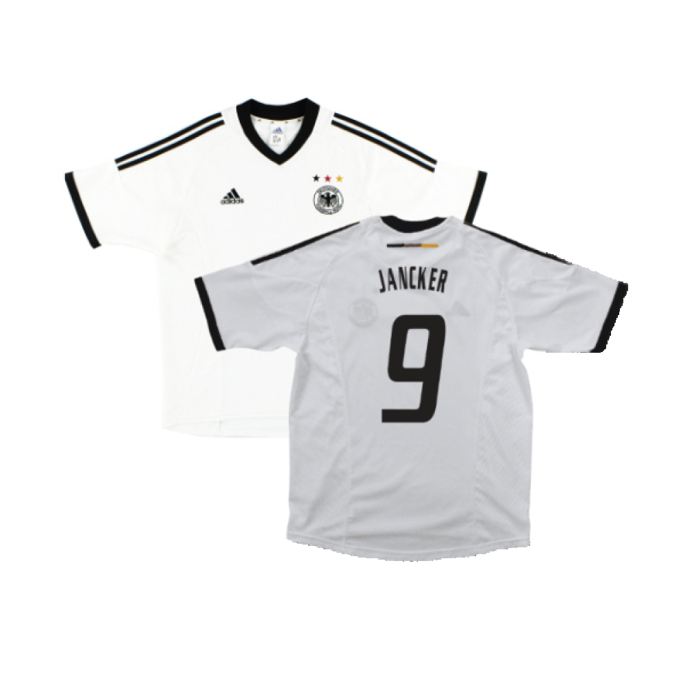 '02-'04 Germany Home Shirt (Xlb) (Excellent) (Jancker 9) Polyester Made By: Adidas Men's White Size 13-14