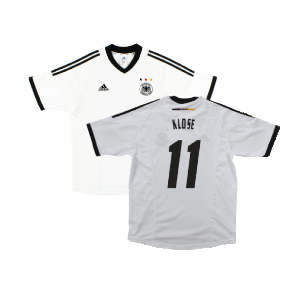 '02-'04 Germany Home Shirt (Xlb) (Excellent) (Klose 11) Polyester Made By: Adidas Men's White Size 13-14