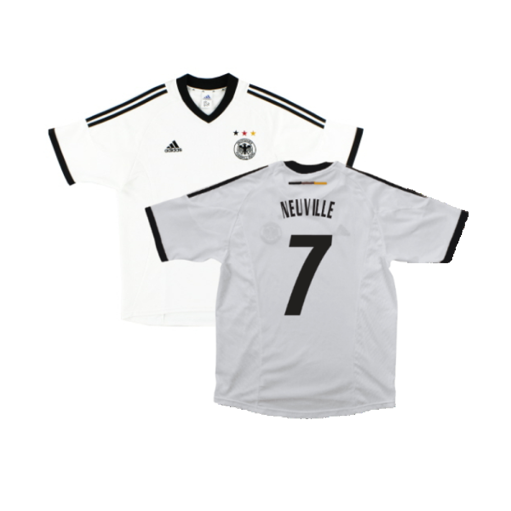'02-'04 Germany Home Shirt (Xlb) (Excellent) (Neuville 7) Polyester Made By: Adidas Men's White Size 13-14