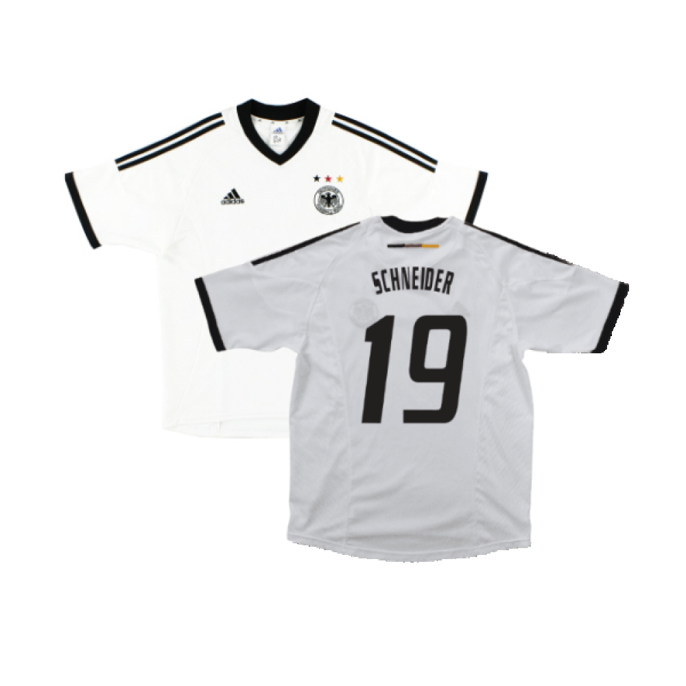 '02-'04 Germany Home Shirt (Xlb) (Excellent) (Schneider 19) Polyester Made By: Adidas Men's White Size 13-14