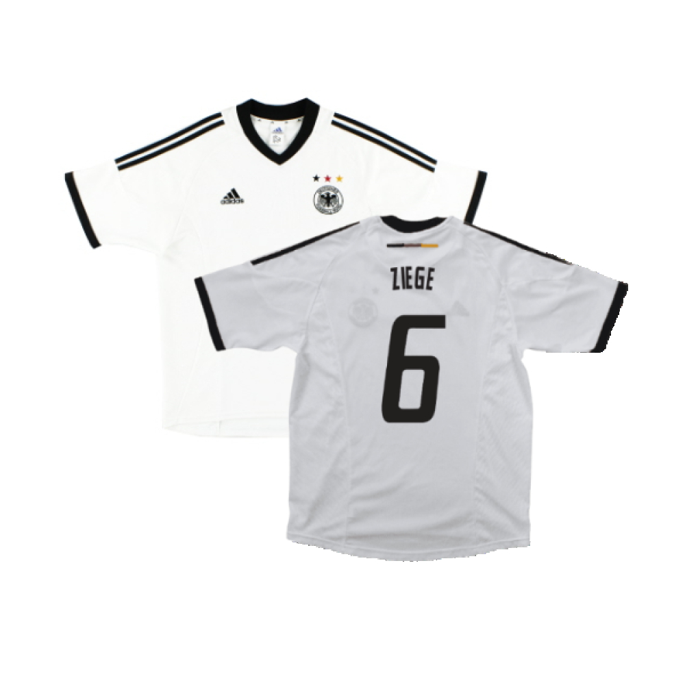 '02-'04 Germany Home Shirt (Xlb) (Excellent) (Ziege 6) Polyester Made By: Adidas Men's White Size 13-14