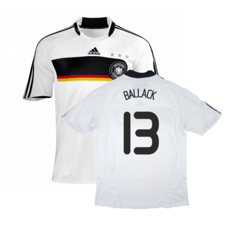 '08-'09 Germany Home Shirt ) (Fair) (Ballack 13) Polyester Michael Ballack Made By: Adidas Men's White Extra Large