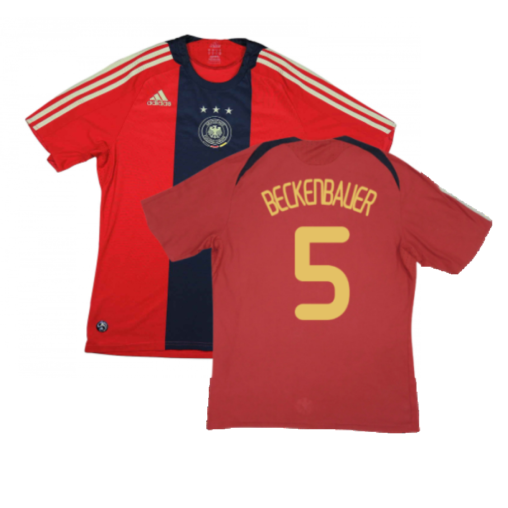 '08-'10 Germany Away Shirt (M) (Excellent) (Beckenbauer 5) Polyester Made By: Adidas Men's Red Medium