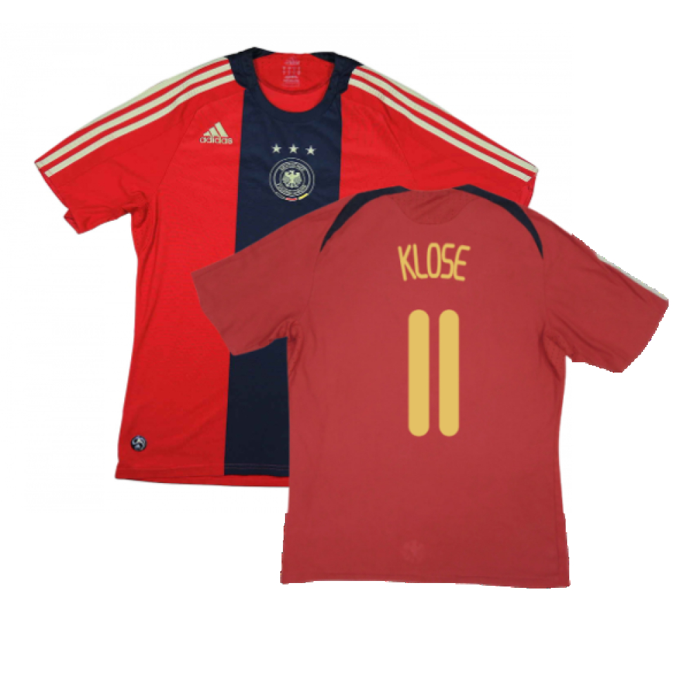 '08-'10 Germany Away Shirt (Very Good) (Klose 11) Polyester Made By: Adidas Men's Red Extra Small