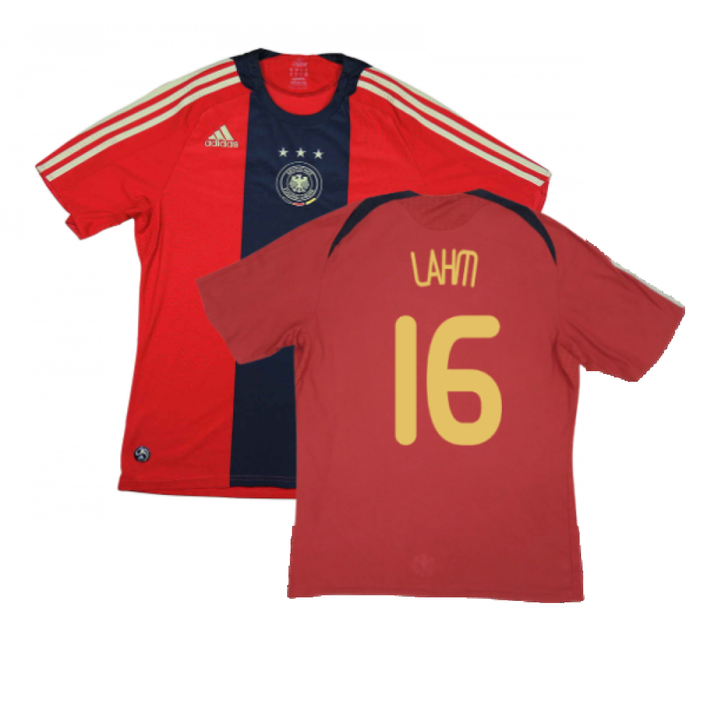 '08-'10 Germany Away Shirt (Very Good) (Lahm 16) Polyester Made By: Adidas Men's Red Extra Small