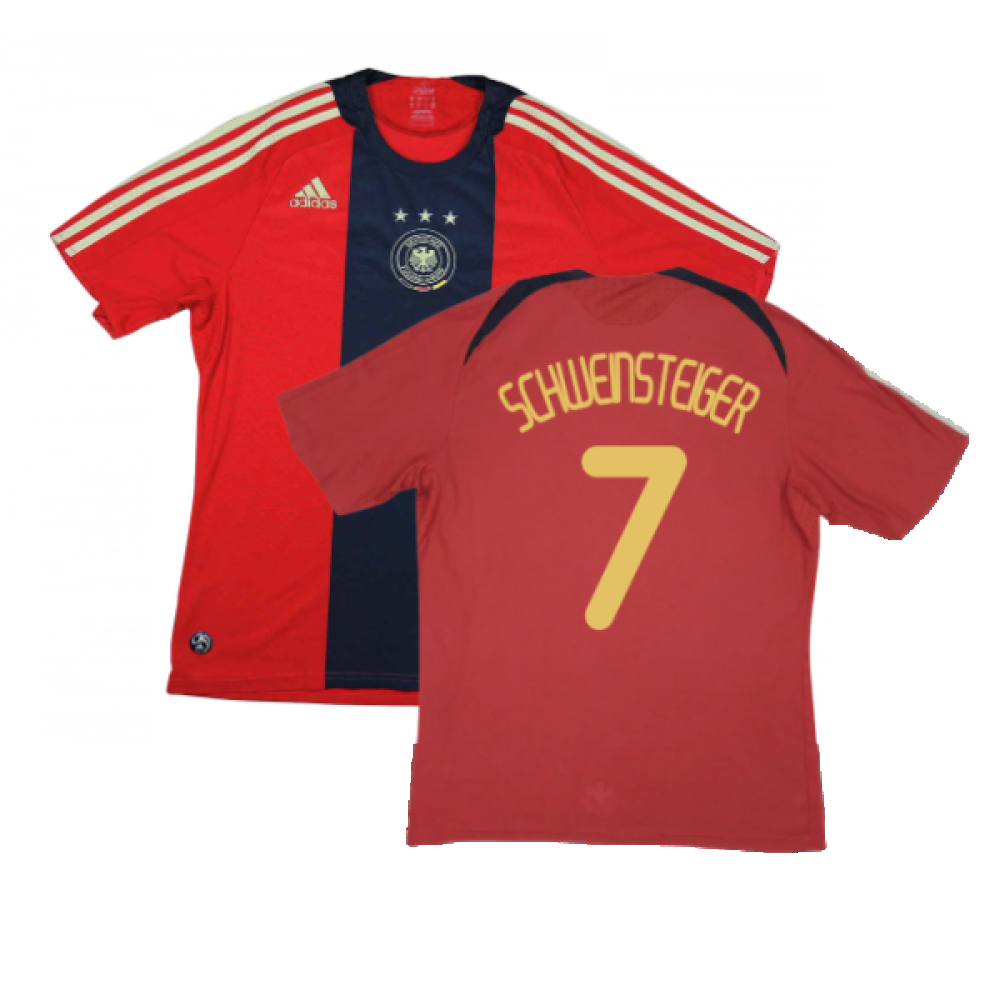 '08-'10 Germany Away Shirt (M) (Excellent) (Schweinsteiger 7) Polyester Made By: Adidas Men's Red Medium