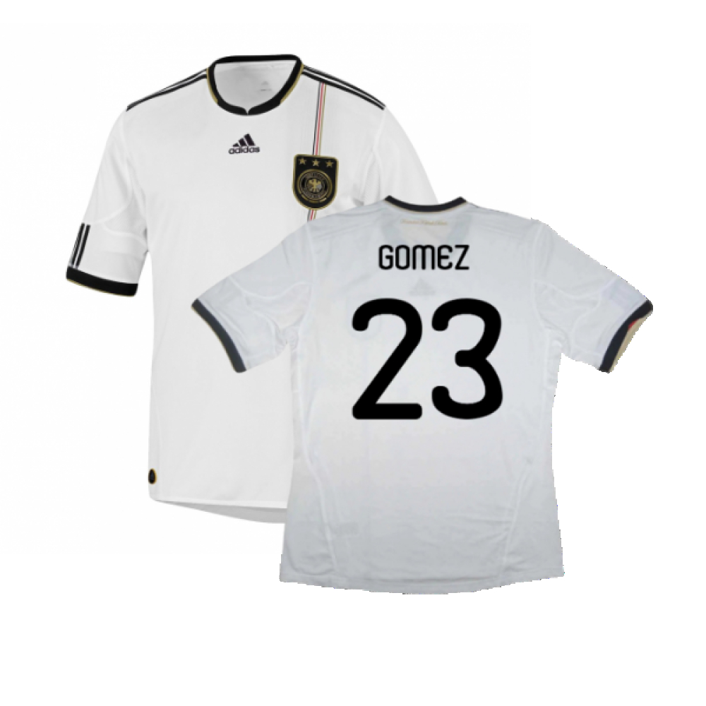 '10-'11 Germany Home Shirt (9-10Y) (Excellent) (Gomez 23) Kids Polyester Made By: Adidas Unisex Kids White Size 9-10