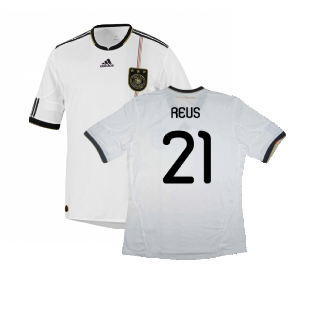 '10-'11 Germany Home Shirt (9-10Y) (Excellent) (Reus 21) Kids Polyester Made By: Adidas Unisex Kids White Size 9-10