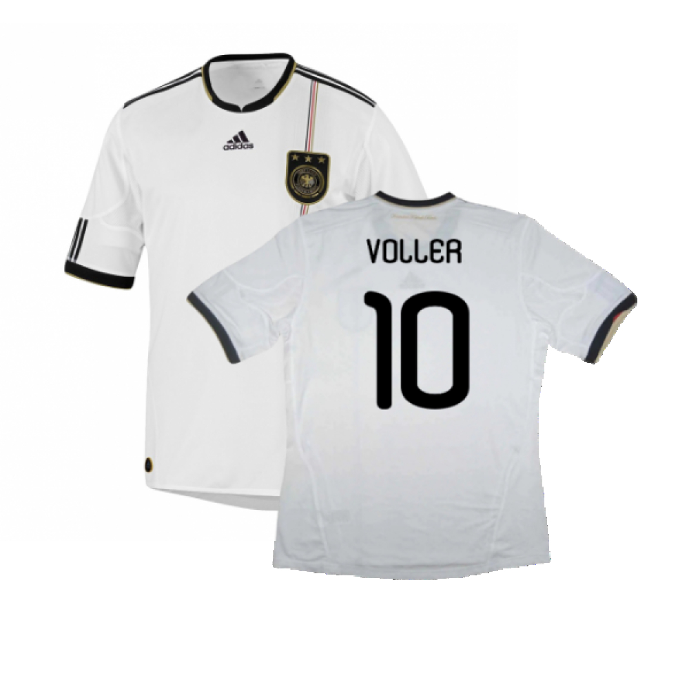 '10-'11 Germany Home Shirt (9-10Y) (Excellent) (Voller 10) Kids Polyester Made By: Adidas Unisex Kids White Size 9-10