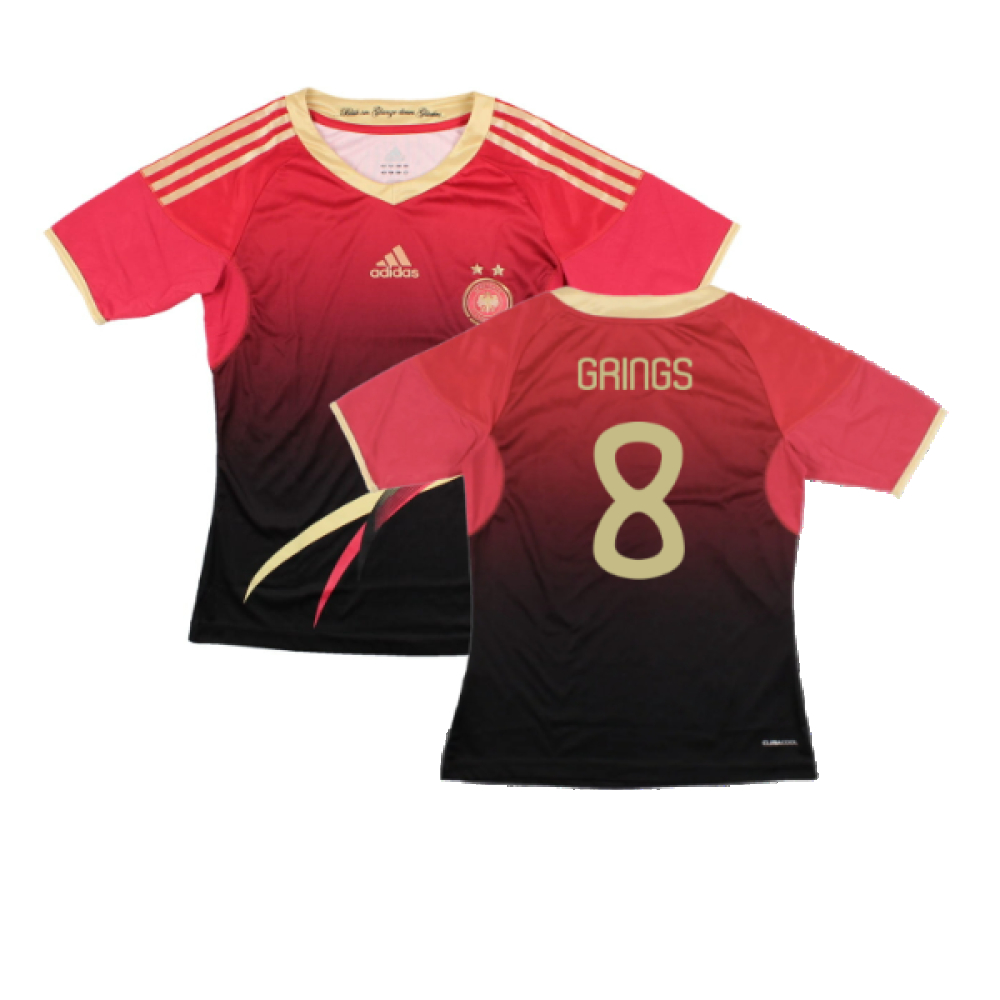 '11-'12 Germany Wo\\\'S Away Shirt (Wo S) (Excellent) (Grings 8) Polyester Made By: Adidas Men's Red Small