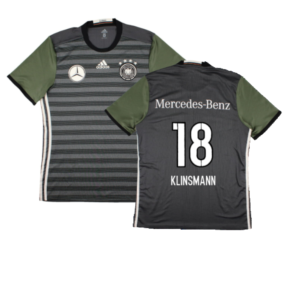 '16-'17 Germany Away Match Issue Shirt (L) (Excellent) (Klinsmann 18) Polyester Made By: Adidas Men's Grey Large