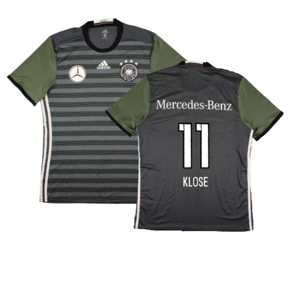 '16-'17 Germany Away Match Issue Shirt (L) (Excellent) (Klose 11) Polyester Made By: Adidas Men's Grey Large