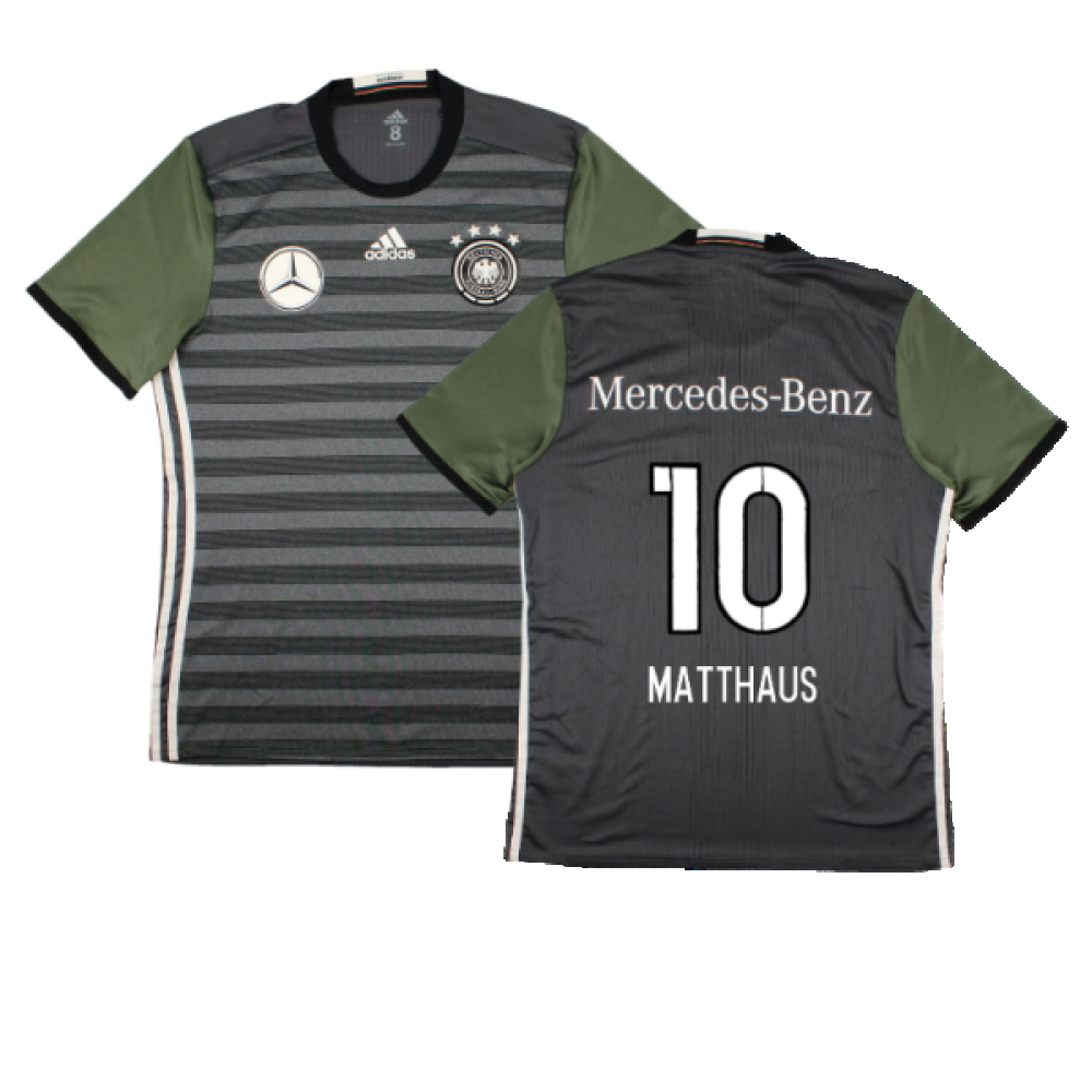 '16-'17 Germany Away Match Issue Shirt (L) (Excellent) (Matthaus 10) Polyester Made By: Adidas Men's Grey Large