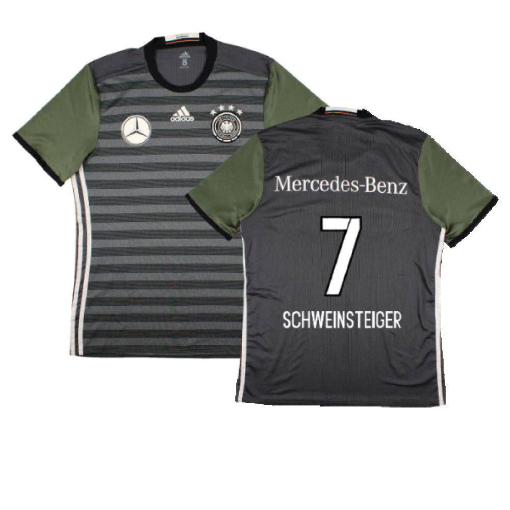 '16-'17 Germany Away Match Issue Shirt (L) (Excellent) (Schweinsteiger 7) Polyester Made By: Adidas Men's Grey Large