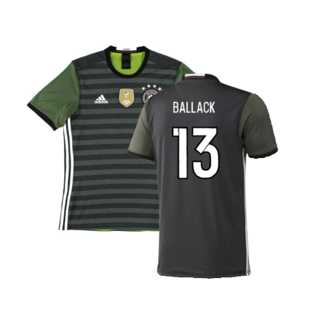 '16-'17 Germany Away Shirt (M) (Very Good) (Ballack 13) Polyester Made By: Adidas Men's Black Medium