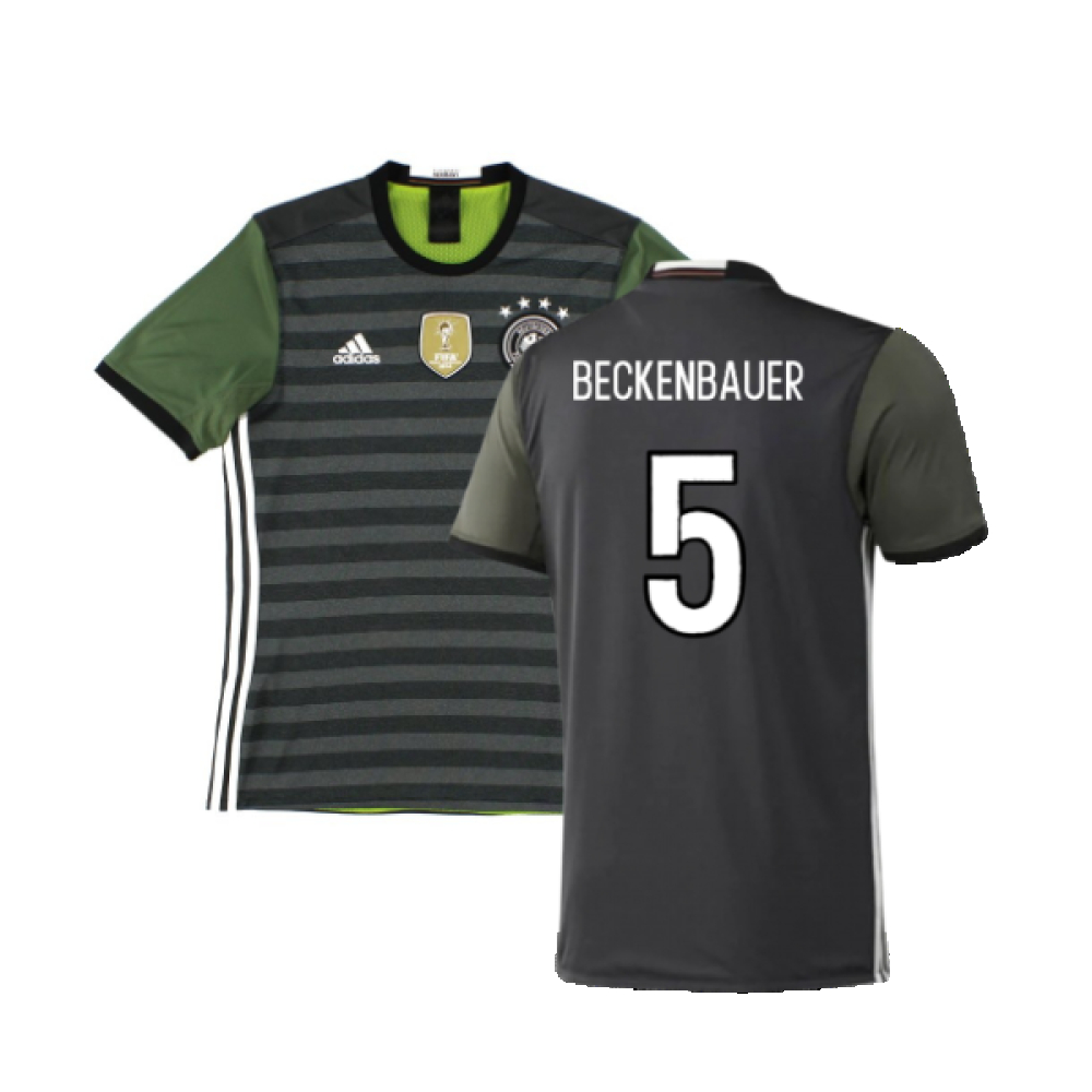 '16-'17 Germany Away Shirt (M) (Very Good) (Beckenbauer 5) Polyester Made By: Adidas Men's Black Medium