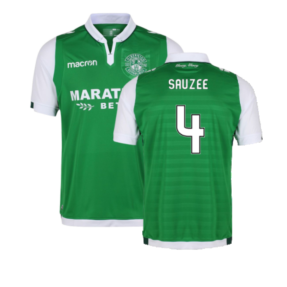 '17-'18 Hibernian Home Shirt (Excellent) (Sauzee 4) Polyester Made By: Macron Men's Green 3XL