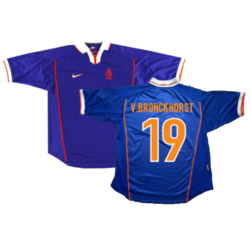 '98-'00 Holland Away (S) (Excellent) (V.bronckhorst 19) Polyester Made By: Nike Men's Blue Small