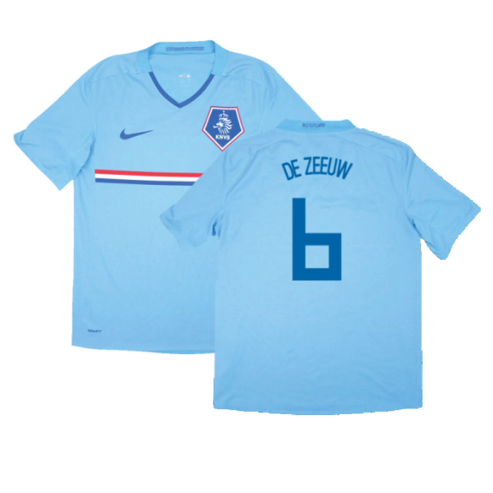 '08-'10 Holland Away Shirt (Excellent) (De Zeeuw 6) Polyester Made By: Nike Men's Sky Blue Small