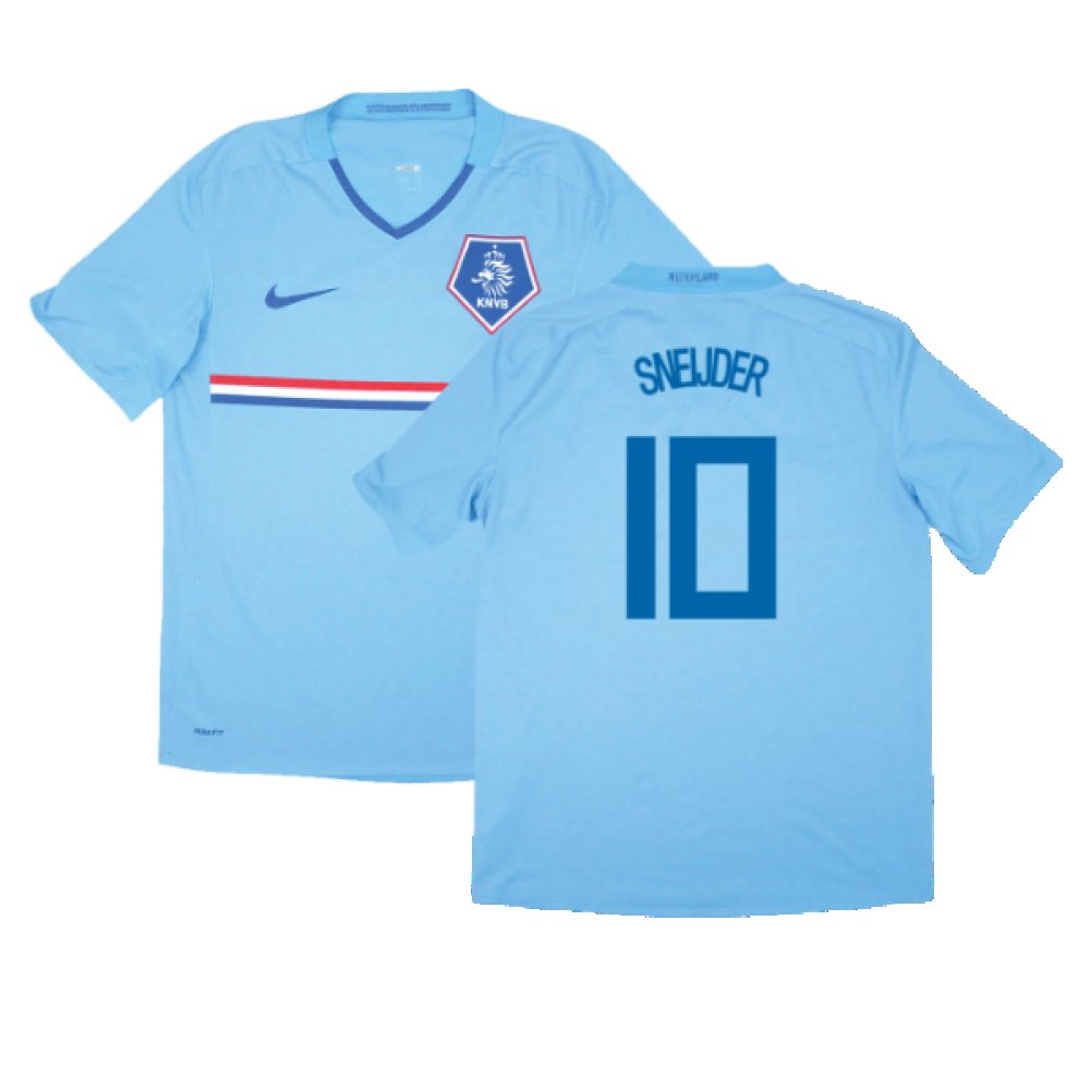 '08-'10 Holland Away Shirt (Excellent) (Sneijder 10) Polyester Made By: Nike Men's Sky Blue Small