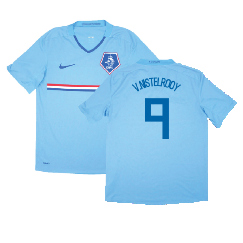'08-'10 Holland Away Shirt (Excellent) (V.nistelrooy 9) Polyester Made By: Nike Men's Sky Blue Small